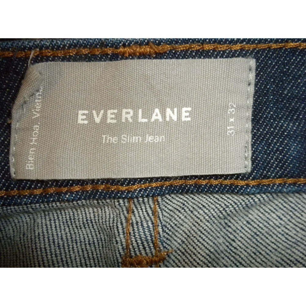 Everlane Jeans Mens 31x32 Blue Denim‎ The Slim Jean Stretch Mid Rise Dark Wash - Picture 7 of 11